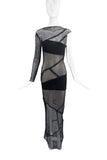 Dsquared Black Fishnet Multi Panel One Sleeve Punk Gown