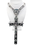 Jean Paul Gaultier Silver Black Oversized 90's Steam Punk Rosary Cross
