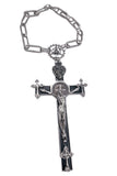 Jean Paul Gaultier Silver Black Oversized 90's Steam Punk Rosary Cross