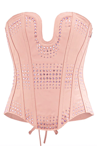 Gucci Pink Nude Crystal Embellished Corset Top