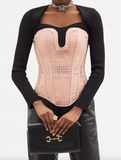 Gucci Pink Nude Crystal Embellished Corset Top