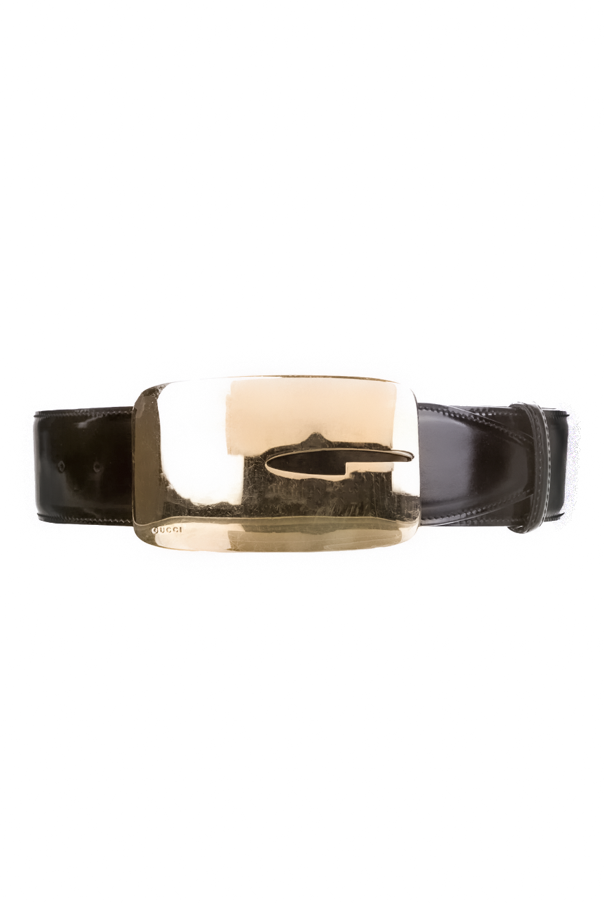 Gucci by Tom Ford Black Leather Oversized Gold Gucci by Tom Ford Black Leather Oversized Gold