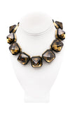 Gucci Brown Amber Gold Pyramid Crystal Necklace 2013