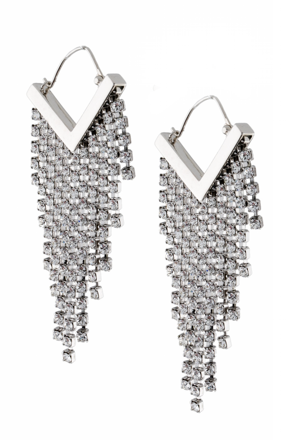 Isabel Marant Silver Crystal Fringe V Earrings