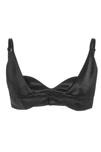 Jil Sander Black Satin Double Layer Nikita Bralette Bra Top