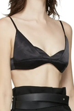 Jil Sander Black Satin Double Layer Nikita Bralette Bra Top