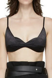 Jil Sander Black Satin Double Layer Nikita Bralette Bra Top