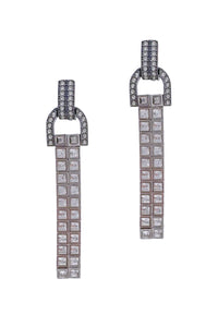 Lanvin Silver Crystal Art Deco Earrings