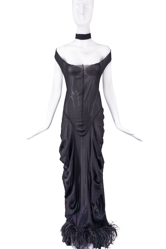 black sheer wrap dress Drawstring Tie Waist Sleeveless Chiffon Deep V-Neck, Elizabeth Sheer Maxi Dress in Black, Size XL,