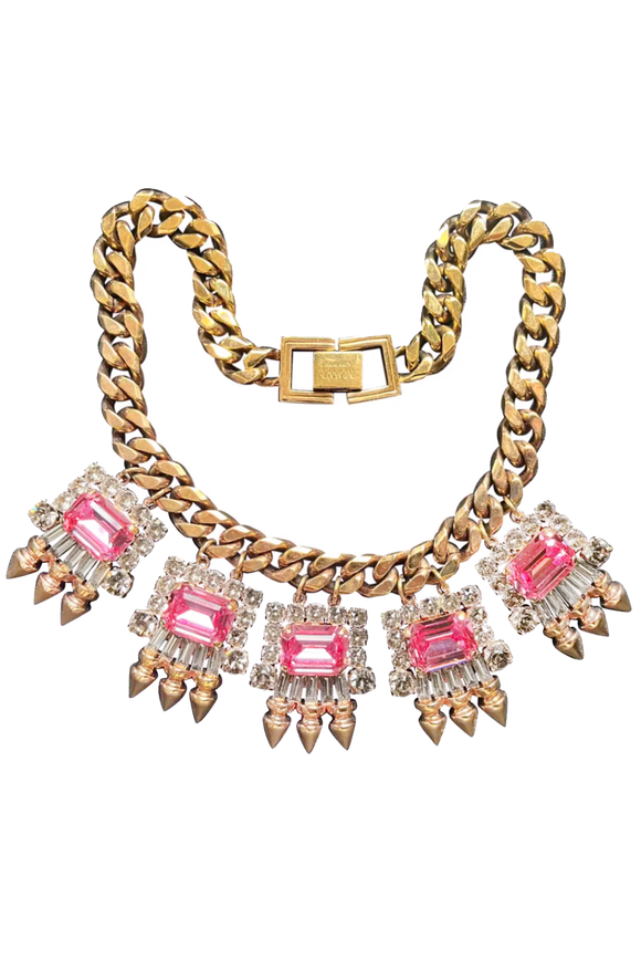 Mawi London Pink Gold Crystal Spike Necklace