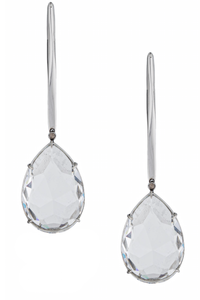 Alexander McQueen Silver Bar Big Tear Drop Crystal Dangle Earrings