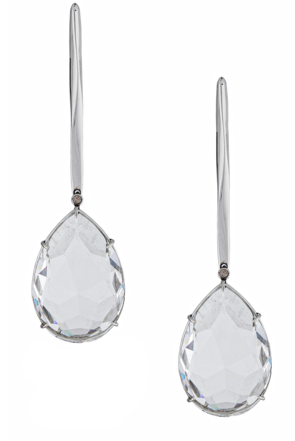 Alexander McQueen Silver Bar Big Tear Drop Crystal Dangle Earrings