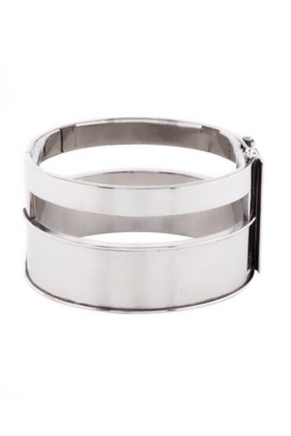 Alexander McQueen Silver Cut Out Cuff Bracelet