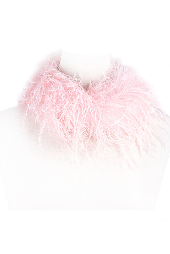 Miu Miu Pale Pink Feather Neck Piece Collar