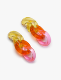 Monies Yellow Orange Pink Lucite Triple Hoops Earrings