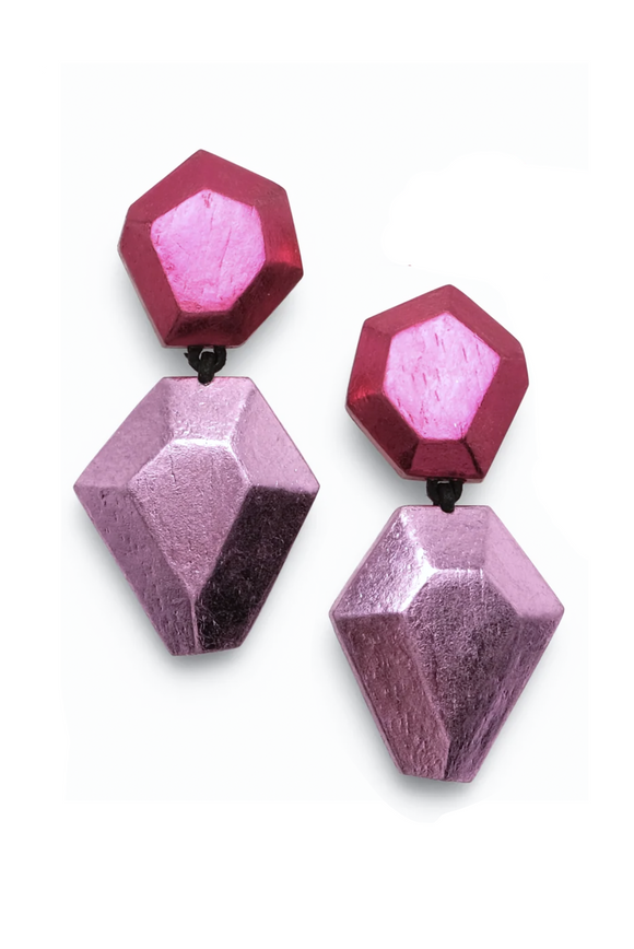 Monies Pink Foil Rock Shaped Earrings