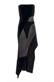 Mugler Black Sheer Cut Out Bustier Body Dress Gown