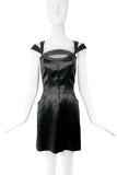 Mugler Thierry Mugler Vintage 90's Black Satin Double Strap Cut Out Mini Dress