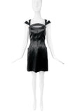 Mugler Thierry Mugler Vintage 90's Black Satin Double Strap Cut Out Mini Dress