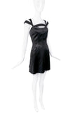 Mugler Thierry Mugler Vintage 90's Black Satin Double Strap Cut Out Mini Dress