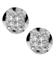 Vintage Silver Metallic Round Crystal Earrings