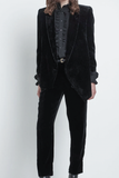 Saint Laurent Black Velvet Glitter Le Smoking Tuxedo Suit