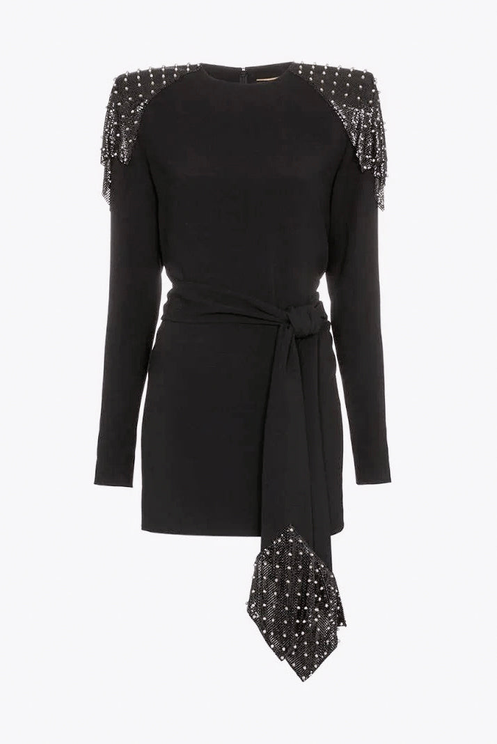 Saint Laurent Black Extreme Shoulder Pad Chain Mail Spike Mini Dress F PaumLosAngeles Saint Laurent Black Extreme Shoulder Pad Chain Mail Spike Mini Dress F PaumLosAngeles
