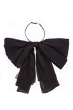 Saint Laurent Black Chiffon Silk Bow Leather Neck Tie