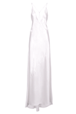 Saint Laurent White Creme Beige Silk Slip Low Cut V-Neck Dress Gown