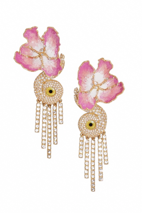 Schiaparelli Pink Flower Earrings