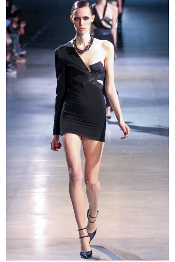 Anthony Vaccarello Black Cut Out One Sleeve Bra Strappy Mini Dress Fall 2012