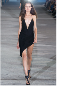 Anthony Vaccarello Black Deep Silver Metal V - Neck Cut Out Mini Dress Spring 2015