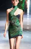 Anthony Vaccarello Green Metallic Cut Out Mini Dress Runway Fall 2012