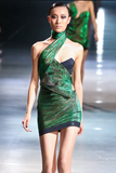 Anthony Vaccarello Green Metallic Cut Out Mini Dress Runway Fall 2012