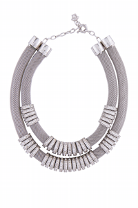 Versace Silver Thick Rope Crystal Ring Double Necklace Choker Spring 2003