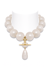 Vivienne Westwood Oversized Huge Gold Orb with Pearl Drop Pearl Necklace