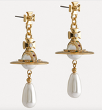 Vivienne Westwood Pearl Orb Gold Drop Earrings