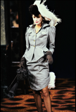 Vivienne Westwood Black Tailored Waist Velvet Lapel Lace Detail Jacket & Skirt Suit from the Iconic 1994 Cafe Society Runway Collection