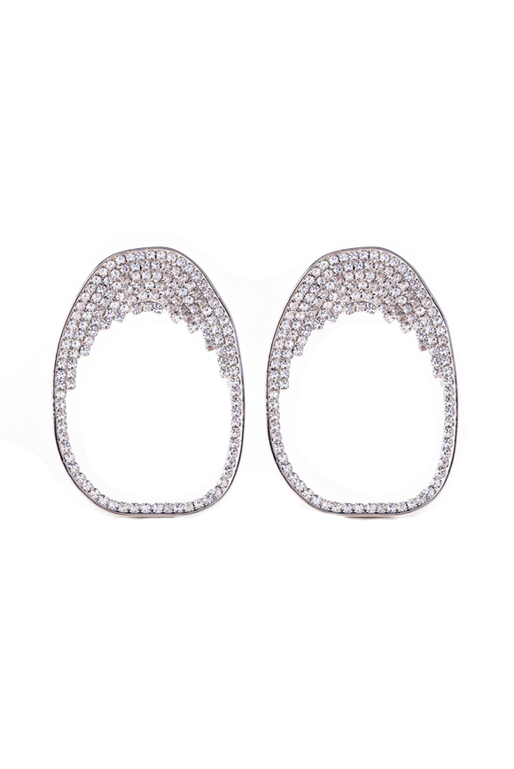 Xenia Bous Silver Crystal Round Cut Out Earrings