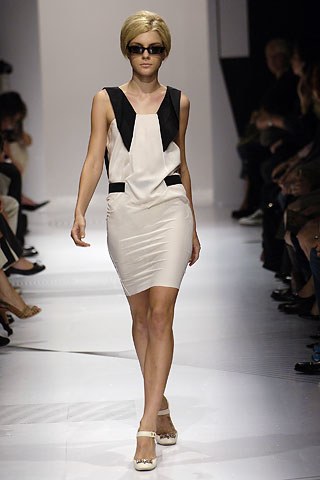 Miu Miu Cream Shift Dress with Black Structured Shoulder Details SS200 PaumLosAngeles Miu Miu Cream Shift Dress with Black Structured Shoulder Details SS200 PaumLosAngeles