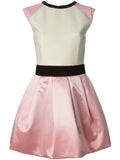 Fausto Puglisi Cream and Pink Satin Fit and Flare Dress - BOUTIQUE PURCHASE PRICE