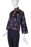 Vintage Chinoiserie Silk Jacket with Exquisite Butterfly Embroidery Circa 1930's