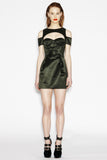 Versus Versace Dark Green Satin Cut-Out Detail Mini Dress FW2010