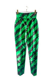 Alexandre Vauthier Green and Black Stripe Shine Lurex High-Waisted Pants FW2020