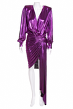 Alexandre Vauthier Purple Metallic Shine Mini Dress with Dramatic Drape Detail FW Couture 2017