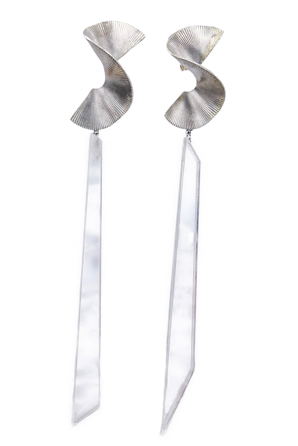 Alexis Bittar Silver and Mirror Oversize Chandelier Earrings