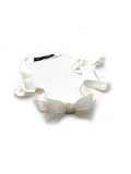 Alexis Mabille Off White Chiffon Bow Tie with Feathered Edge Details
