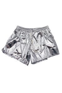 American Apparel Silver Metallic Foil Shorts