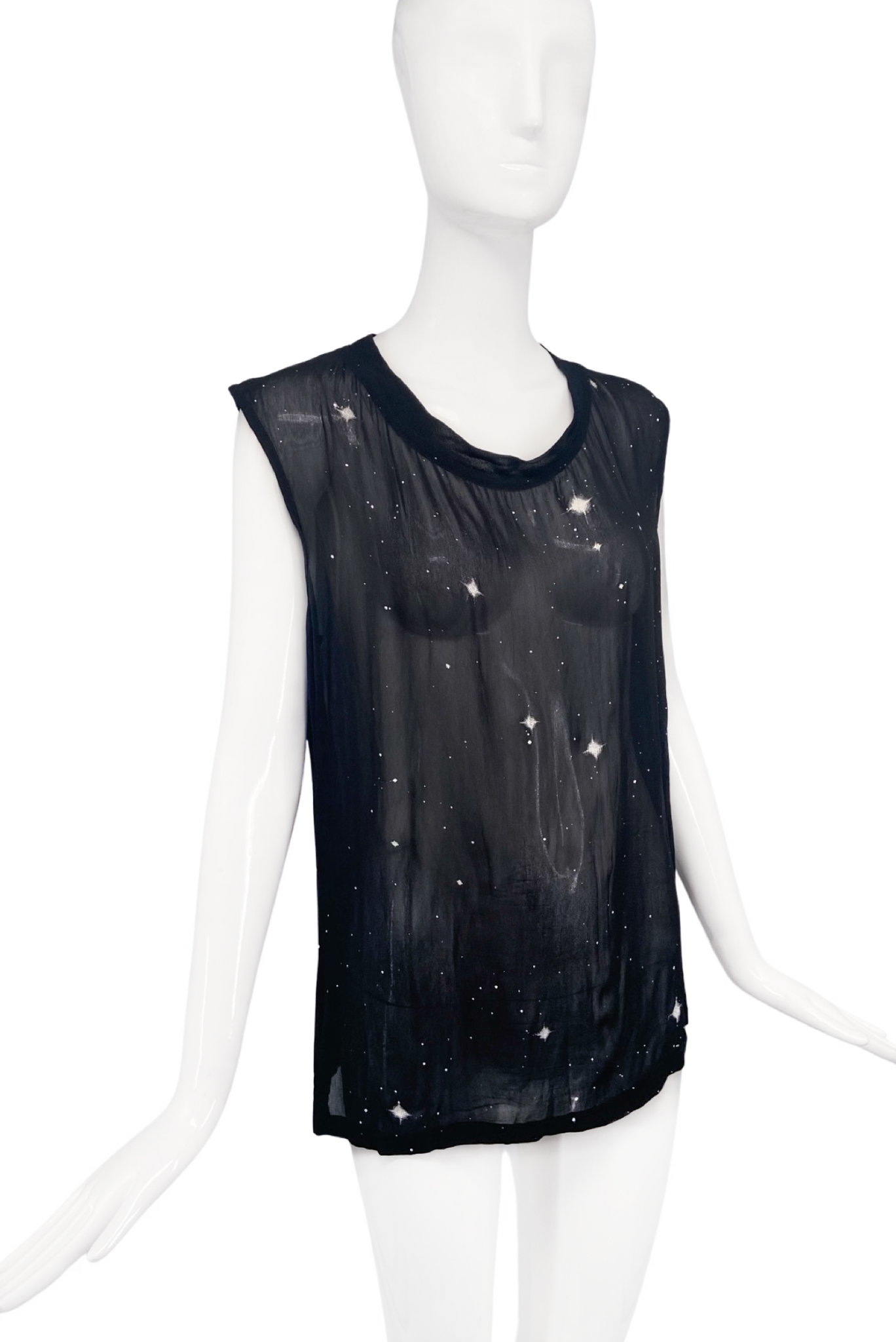 Ann Demeulemeester Black & White Star Burst Chiffon Top Fall Ann Demeulemeester Black & White Star Burst Chiffon Top Fall