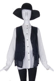 Ann Demeulemeester White Cotton Button-Up Shirt with Black Glass Buttons
